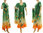 Langes Blumen Kleid mit Schal, grün mit orange 42-46